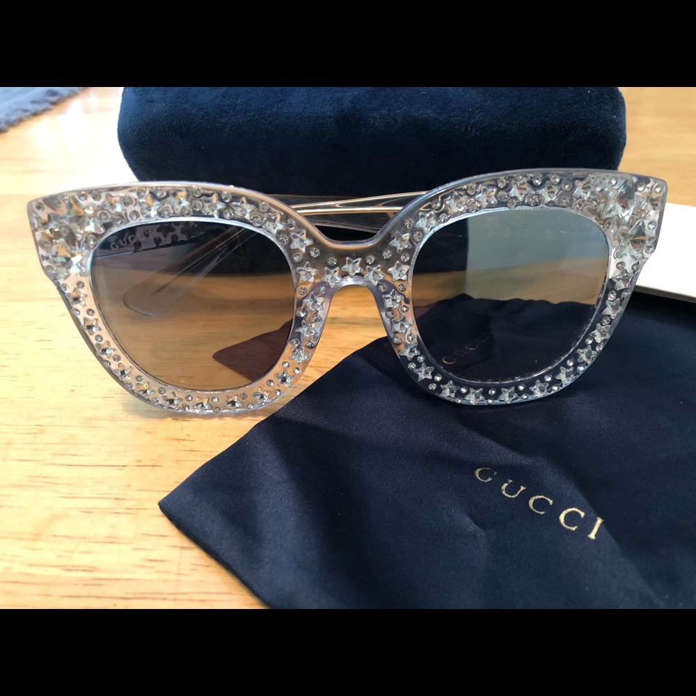 Gucci Rhinestone Cat eye acetate sunglasses